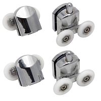 Ролики для душевой кабины 4 шт, одинарный нижний 2шт + двойной верхний 2шт, хром, MasterProf, №3, ИС