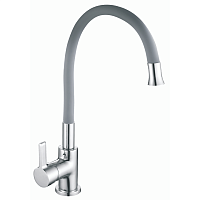 T9113B-5 OUTE Смеситель для кухни одноручковый, с гибк.силик.изл., (SUS304), хром/серый
