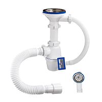 А-45079 ОРИО сифон бутылочный 3 1/2 х 40, с переливом (универсальный перелив), гибкой трубой 40-40/5