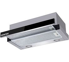 Вытяжка Centek СТ-1841-50 SS (сталь) ширина 50 см, СЛАЙДЕР, ЧЕРНАЯ ПАНЕЛЬ, LED, 600 м3/час, 68 Вт