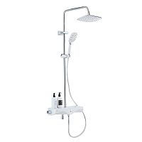 AZ-821 Душевая система с поворотным изливом, с термостатом, хром/белый