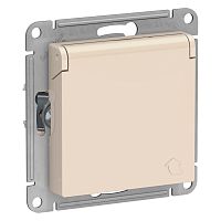 Розетка 1-м GLOSSA с заземл. защ. шторки с крышкой IP20 беж. SchE GSL000246  к 275211