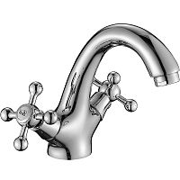 DR54011 Cмеситель д/умывальника двуручный, ЛАТУНЬ, монолит., хром (12)