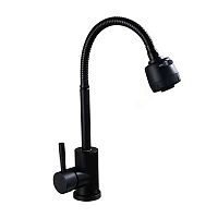 Смеситель д/кухни шар. с гибким изливом Булат нерж.сталь 511516 черный АНТЕЙ® 1/10