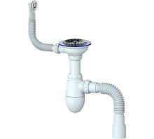 B426P Сифон "Unicorn" для мойки с круглым переливом (с гибким отводом)