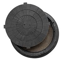 Люк полимер-песч. ГТС  d750*630 чер. с 2 крышками