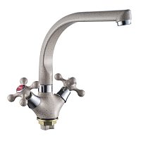 R5043KF-5  Rainsberg Смеситель для кухни двуручковый, (Zn), песочный гранит