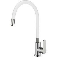 T40193B OUTE Смеситель для кухни одноручковый, с гиб.силик.изл., Ø35, (SUS304), БЕЛЫЙ