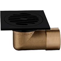 G81053-6 Трап 50 горизонтальный GAPPO латунь 100*100 (черный)  сухой затвор