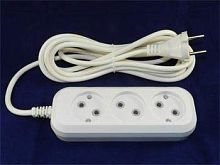 Jett  сет. удл. ПВС 2х0.75 3 роз.  1.5 м 10А белый РС-3