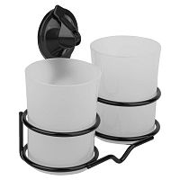 Стакан пластик двойной на присоске Air-lock BI-1001 черный Sakura