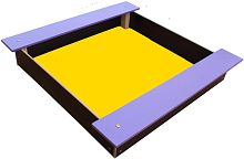 (F11) Песочница "Эконом цветные лавочки",  Жёлтый, чёрный, сиреневый