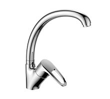 DR70021 Cмеситель д/кухни однорычажный, ЛАТУНЬ, высокий поворотный излив, хром (12)