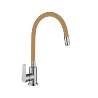 T40193B-6 OUTE Смеситель для кухни одноручковый, с гиб.силик.изл., Ø35, (SUS304), БЕЖЕВЫЙ