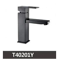 Т40201Y. Смеситель для умывальника "тюльпан" на гайке, графит, нержавейка