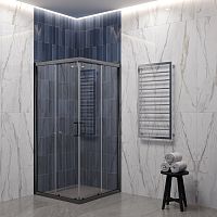 EG3G Душевое ограждение квадрат EvaGold 90х90,профиль оружейная сталь, прозрачное стекло