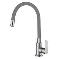 T40193B-5 OUTE Смеситель для кухни одноручковы, с гиб.силик.изл., Ø35, (SUS304), СЕРЫЙ