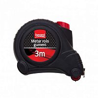 Рулетка BEOROL 3 м х 19 мм Автостоп, обрезин. корпус 245871