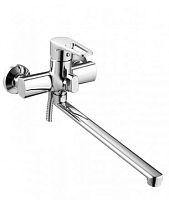 EDN7-A183 см-ль для ванной с пов. плоским изливом 360°, ф40, хром, встр. перекр., нерж.трубка в корп