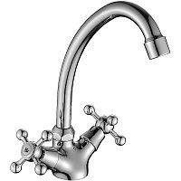 DR54028 Cмеситель д/кухни двуручный, ЛАТУНЬ, поворот. излив, хром (12)