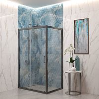 EG2G Душевое ограждение прямоугольное EvaGold 120х90, профиль оружейная сталь, прозрачное стекло (Ко