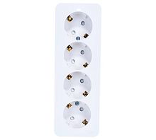 Розетка 4-м ОП Blanca/Прима 16А IP20 250В с заземл. защ.шторки с монт.пластиной бел SE RA16-411M-B