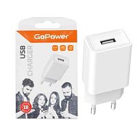 Сетевой б/п 220V-5V GoPower GP1U 1USB до 2,4A 12W белый (1/120/480)