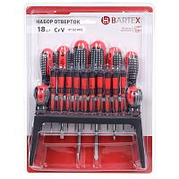 Набор отверток BARTEX 18 предметов CrV, с подвесной полкой 342998