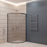 EG4G Душевое ограждение полукруг EvaGold 100х100,профиль оружейная сталь, прозрачное стекло