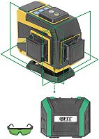 Уровень лазерный FIT Зеленый луч 3 плоскости, 360 гр., диапазон 20 м, Li-Ion аккум. 18668