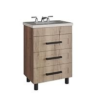 Комплект Подстолье Мокко 750 (3 ящика) крафт табачный/дуб санремо + умыв. Quadro 75 Golden Fox