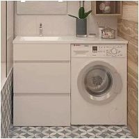 120 Тумба "Space 120 №2" + ум. Лакшери V120D1/ V121D1 правая с кронштейном и сифоном) под стир.маш.