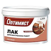 Лак Оптимист, L209, матовый, полиакрил, для внутр и наруж раб, 1 кг