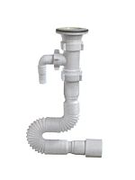 А-70135 Гибкая труба с вып. (гофросифон) ОРИО 1 1/2" - 40/50 с отвод, пласт.решетк.D=70мм дл.1400мм