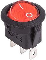 REXANT выкл. клавишный круглый 12V 20А (3с) ON-OFF красн. с подсв (RWB-214)уп.100 шт. (10!),36-2585