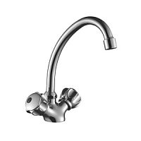DR50028R Cмеситель д/кухни двуручный, ЛАТУНЬ, поворот. излив, хром (12)