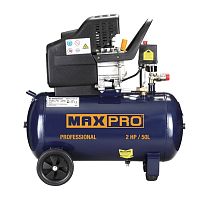 MAX-PRO Компрессор воздушный 1500 Вт; 2л.с.; 206л/мин; 50л; 8,1/8,0бар; 2800об/мин; резиновый кабель