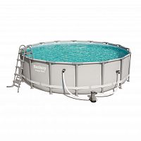 56451 BW, Bestway, Каркасный бассейн 488х122см, 19480л, фил.-насос 5678 л/ч, тент, лестница, уп.1