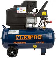 MAX-PRO Компрессор воздушный 1500 Вт; 2л.с.; 206л/мин; 24л 8,1/8,0бар; 2800об/мин; резиновый кабель;